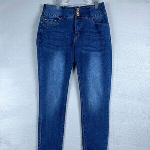 Tess Womens Extreme High Rise Curvy skinny Jeans Denim Blue Size 14 Petite